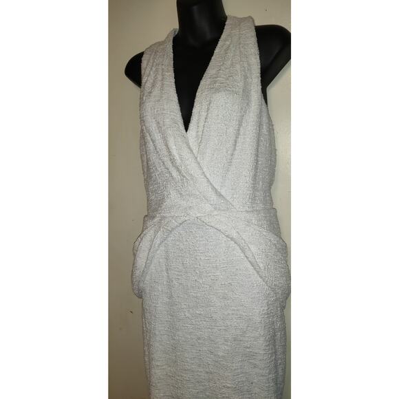 Badgley Mischka Dress Womens Plus 16 White Party Formal Gown Sparkly Peplum Text - Picture 6 of 16